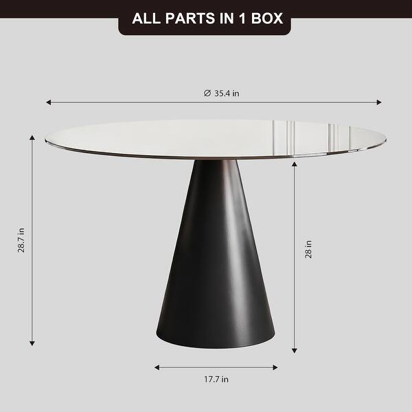 35.4-inch round glass dining table with chair - Bed Bath & Beyond ...