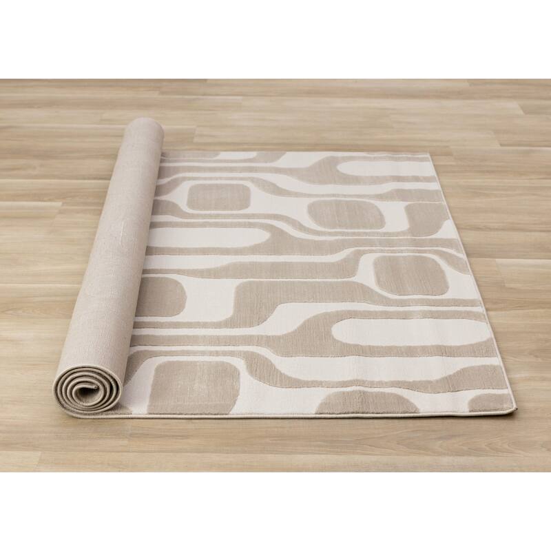 Leopold Collection - Modern Mid-Century Beige Cream Area Rug