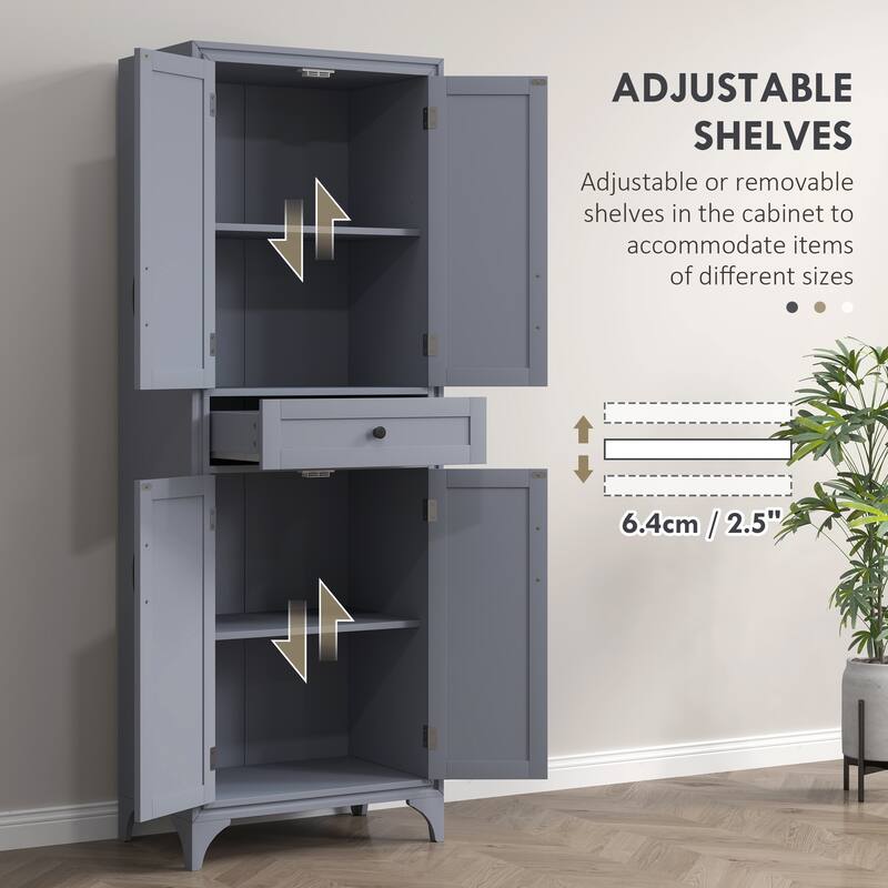 HOMCOM 67" Freestanding Kitchen Pantry, 4-Door Storage Cabinet