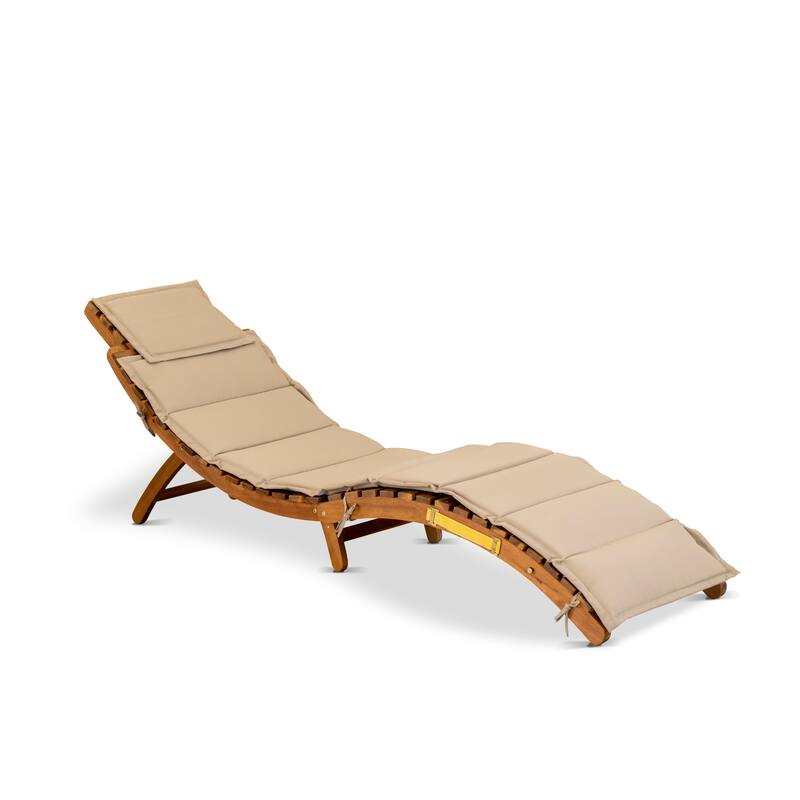 East West Furniture Helena Patio Chaise Lounge - Outdoor Acacia Wood Sunlounger Chairs for Poolside, Deck, Lawn, Natural Oil