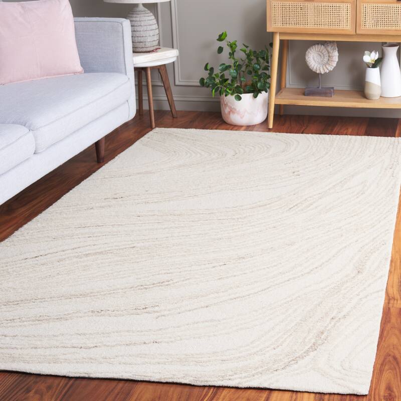 SAFAVIEH Handmade Ebony Diep Modern & Contemporary Wool Rug - 5' x 8' - Ivory/Beige