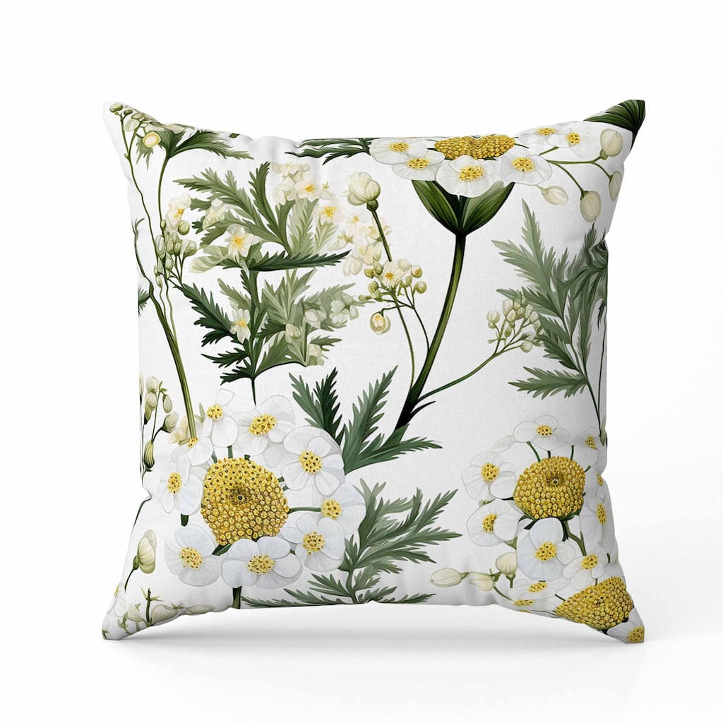 Millefolium Harmony Faux Suede Reversible Throw Pillow White and Green