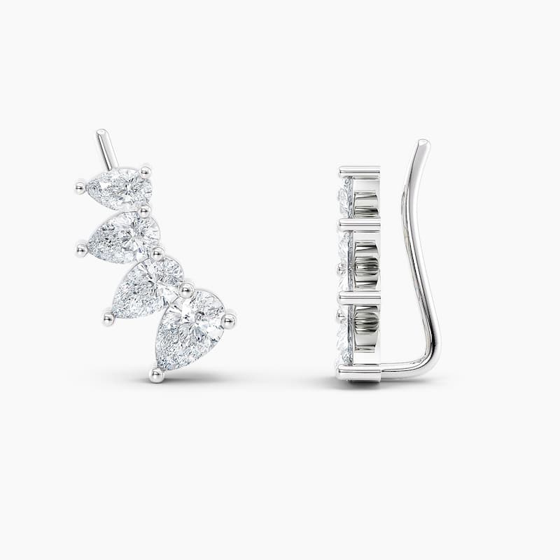 Auriya 1 1/4ctw Pear Lab Grown Diamond Climber Earrings 14-karat Gold (E-F, VS1-VS2) - White