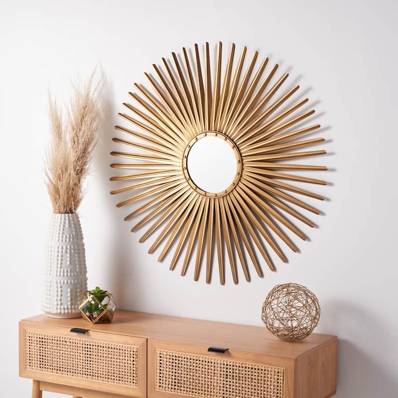 SAFAVIEH Katelin Gold Nailhead Sunburst 34-inch Decorative Mirror - 33.5" x 33.5" x 1" - 34Wx1Dx34H