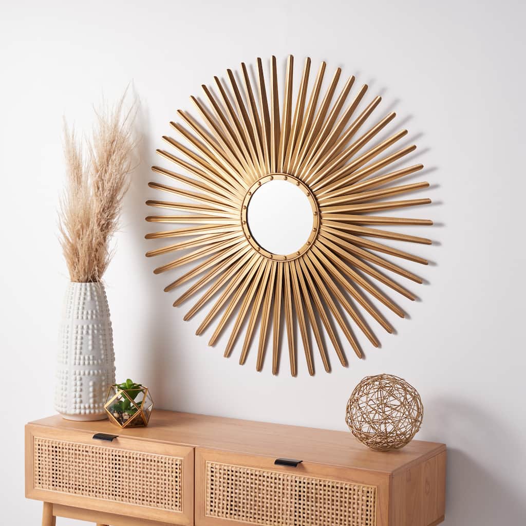 SAFAVIEH Katelin Gold Nailhead Sunburst 34-inch Decorative Mirror - 33.5" x 33.5" x 1" - 34Wx1Dx34H