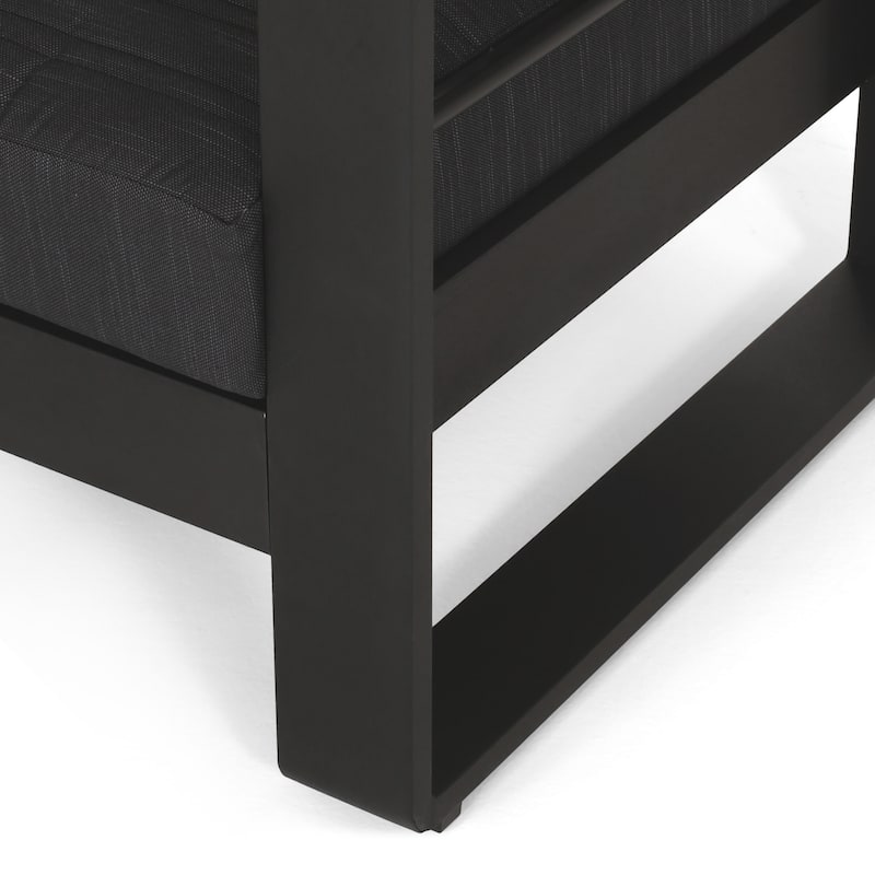 Giovanna Outdoor Black Aluminum Sofa with Charcoal Cushions by Christopher Knight Home