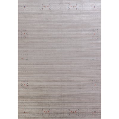 Gabbeh Oriental Area Rug Handmade Beige Modern Wool Carpet - 9'2" x 12'7"