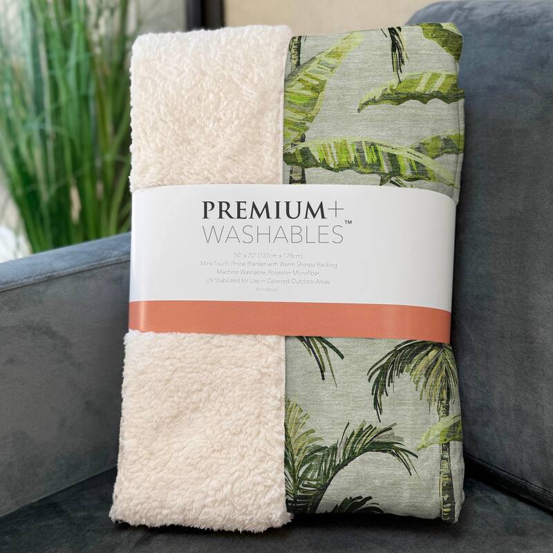Premium Machine Washable ASB205 Palm Tree Sherpa Throw Blanket