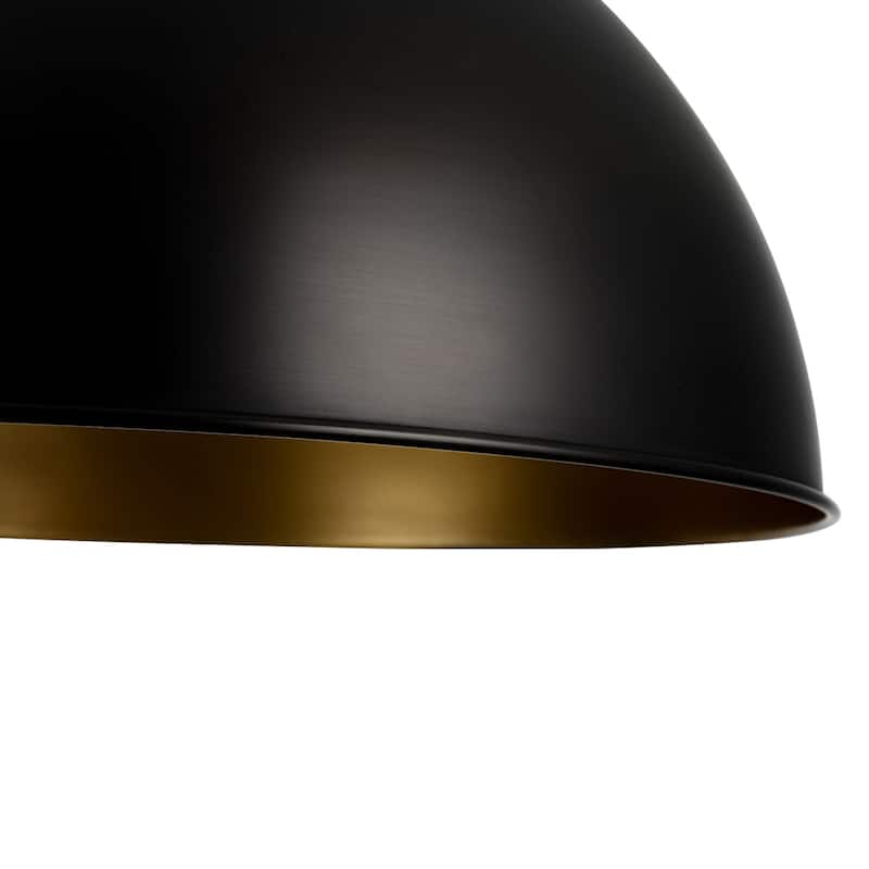 Retro Scandinavian Black Oversized Metal Dome Pendant Light