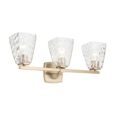 Kichler Lighting Marant 23.75" 3-Light Vanity Light with Clear Water Glass in Champagne Bronze