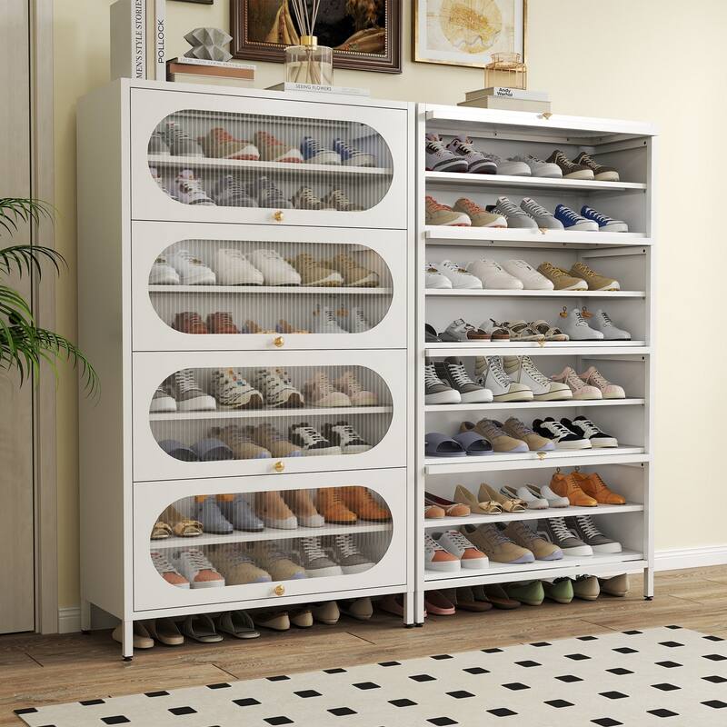 Entryway Shoe Storage Cabinet with 3/4 Flip Doors, Shoe Rack Organizer for Hallway
