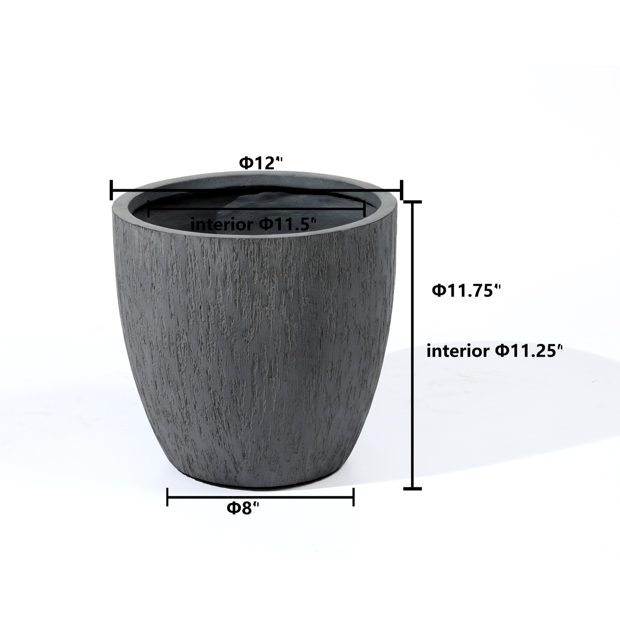 Grey MgO Round Indoor / Outdoor Planter