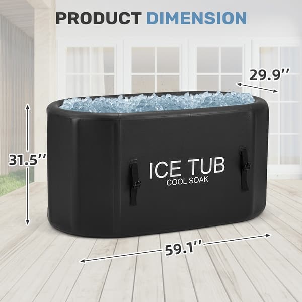 Inflatable PVC Portable Bathtub For Adults – 63 Inch Cold Plunge & Hot Bath With Zippered Insulated Cover, Ergonomic Backrest & Electric Air Pump