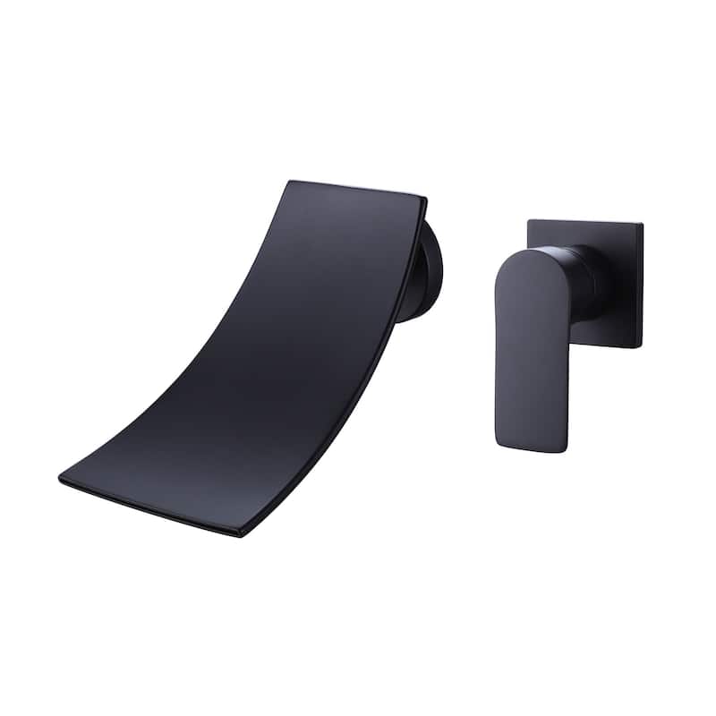 Single Handle Matte Black Waterfall Bathroom Sink Faucet - Matte Black