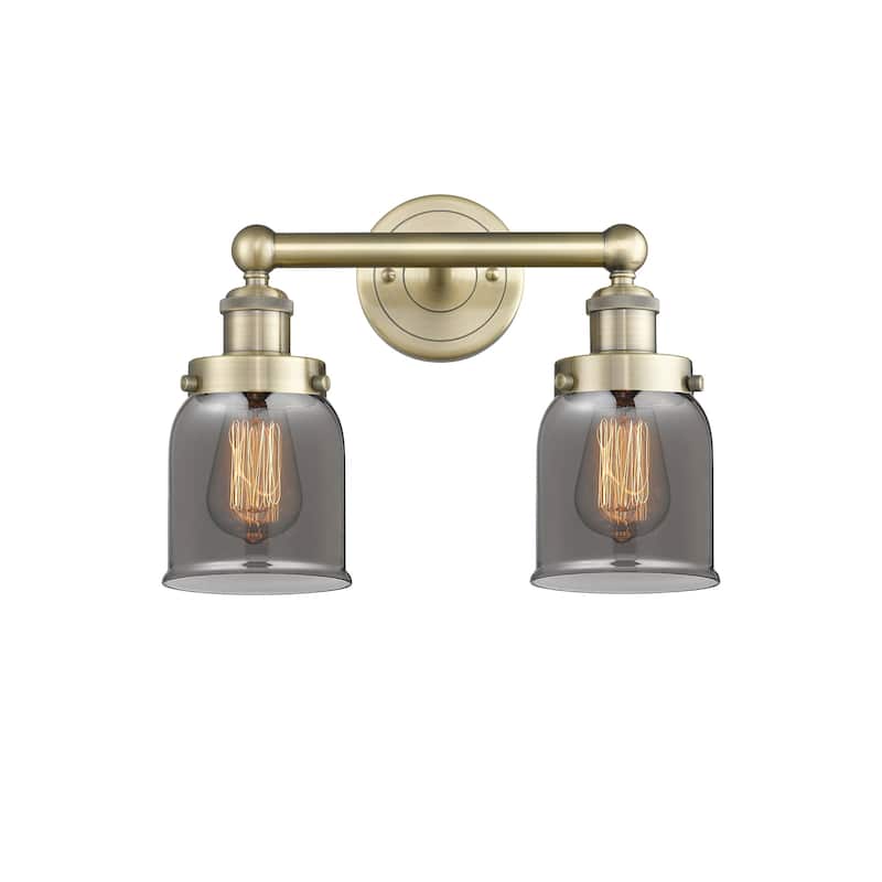 Innovations Lighting 616-2W-10-16 Bell Vanity Bell 2 Light 16" Wide - Antique Brass / Plated Smoke