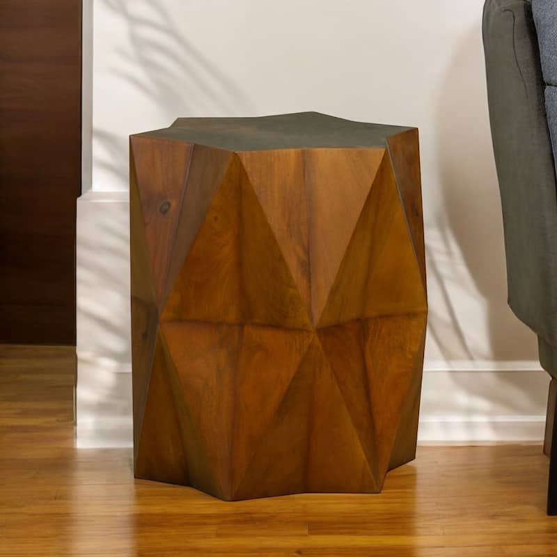 HomeRoots 24" Brown Solid Wood End Table - Brown - Wood