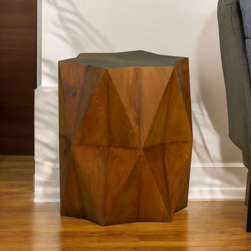 HomeRoots 24" Brown Solid Wood End Table