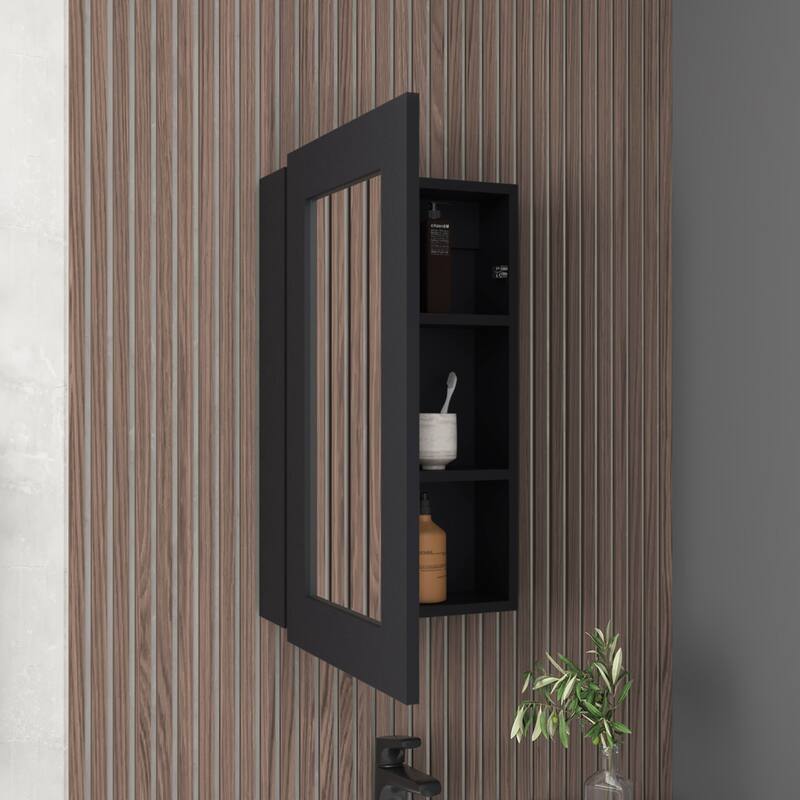 25.7" H x 15.7" W Narrow Mirror Medicine Cabinet, 1 Door with 3 Shelves，Space-Saving Storage Solution