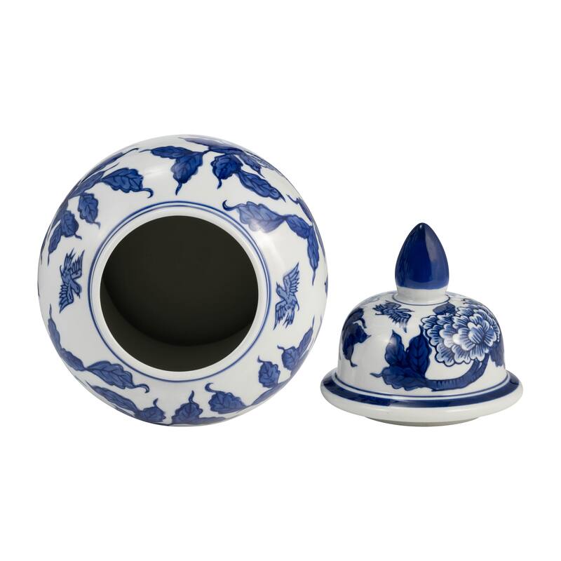 Sagebrook Home Chinoiserie Blue & White Ceramic Lidded Jar