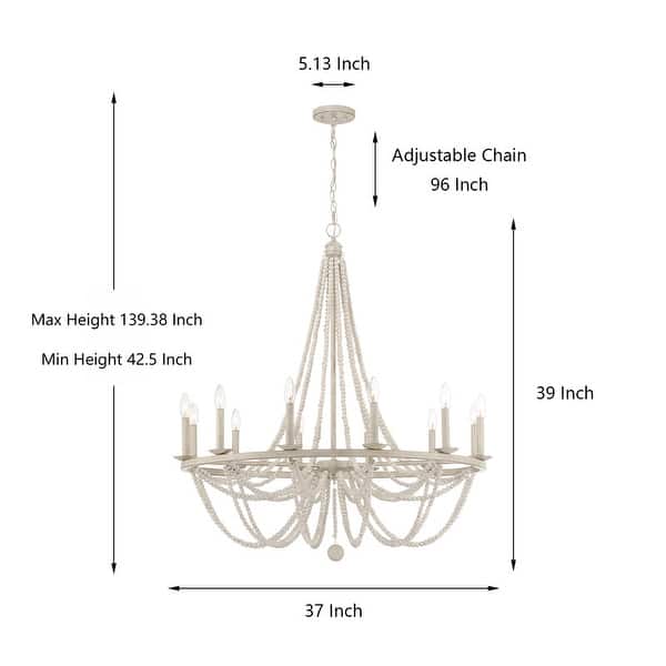 dimension image slide 1 of 3, Acroma 12-light Farmhouse Empire Beaded Chandelier
