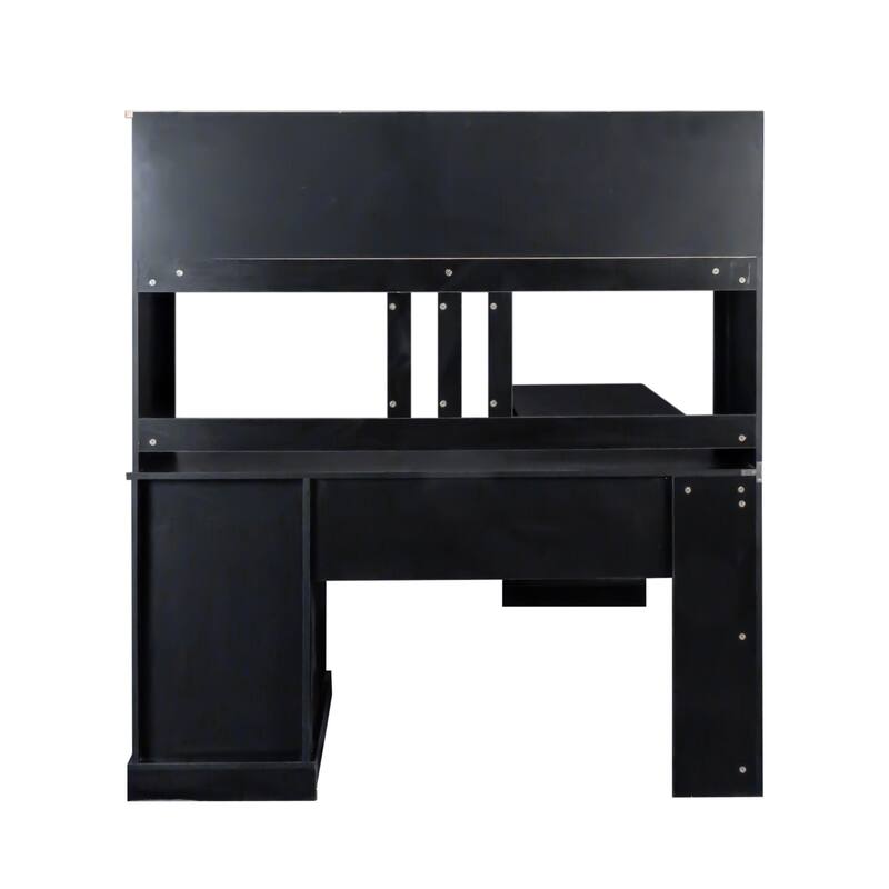 Modern Computer Desk with 2 Tier Storage and Large Drawers and Waterproof Surface for Home Office and Study or Living Room