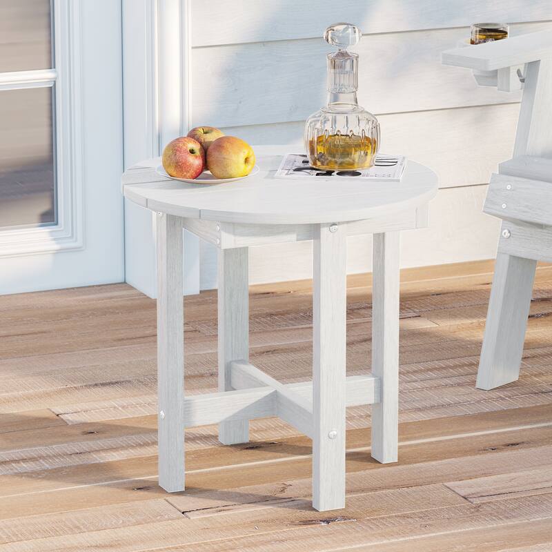 HDPE All-weather Outdoor Side Table, Easy Install Patio Table - White