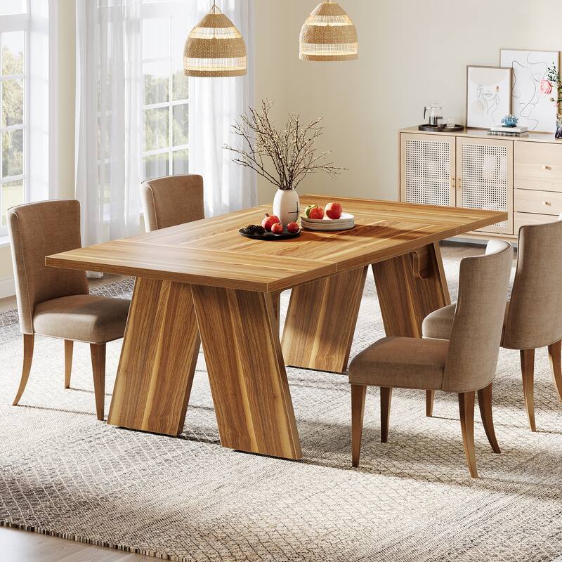 71" Large Farmhouse Dinning Table, Rectangular Dining Table for 6