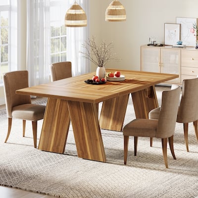 71" Large Farmhouse Dinning Table, Rectangular Dining Table for 6
