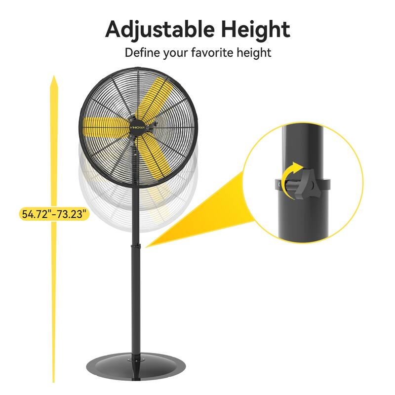 26" Industrial Oscillating 3-Speed Heavy Duty Pedestal Fan