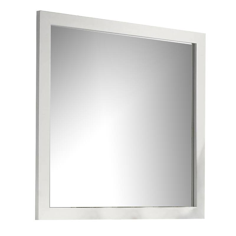 Dyl Dresser Mirror, Bevel Glass, White Wood Frame, 40 Inch Square