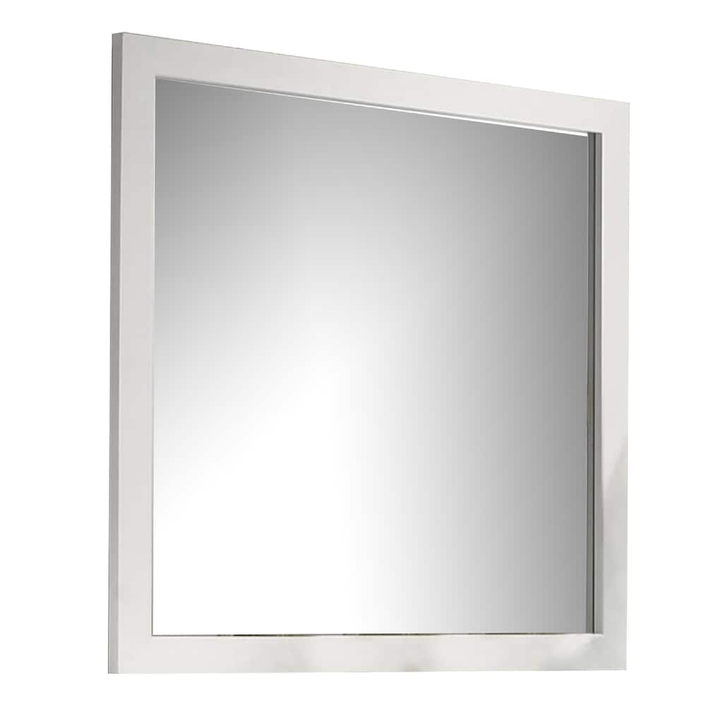 Dyl Dresser Mirror, Bevel Glass, White Wood Frame, 40 Inch Square