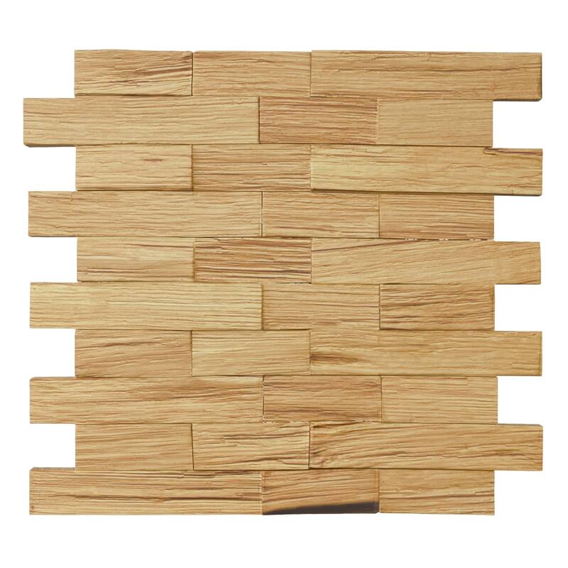 11 7/8"W x 11 7/8"H x 1/2"P Nordic Wood Mosaic Wall Tile, Oak - 11 7/8"W x 11 7/8"H x 1/2"P
