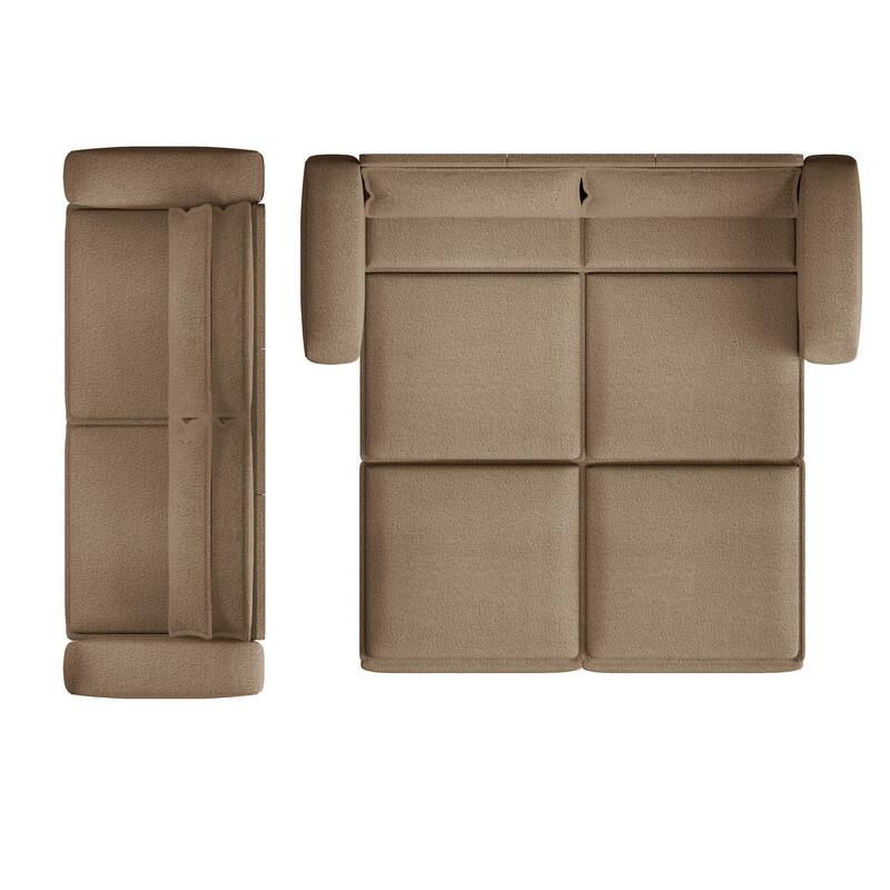 93" 3-in-1 Convertible Sleeper Sofa Bed, Pull-Out Sofa with Chaise Lounge, Teddy Fabric Loveseat Couch with 2 Lumbar Pillows