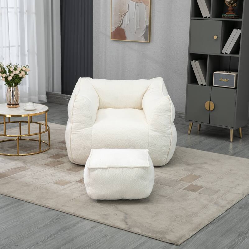 GDFStudio - COOLMORE Boucle Bean Bag Chair with Memory Foam Filling for Ultimate Comfort