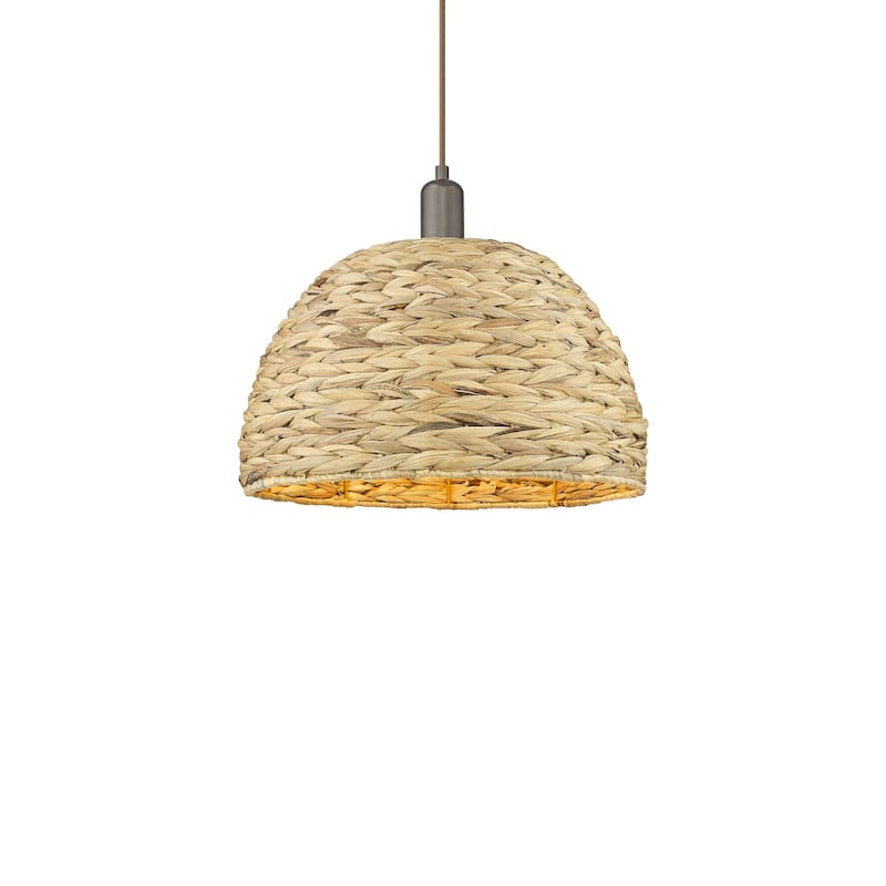 Innovations Lighting 716-1P-14-16 Woven Rattan Pendant Woven Rattan - Oil Rubbed Bronze / Natural