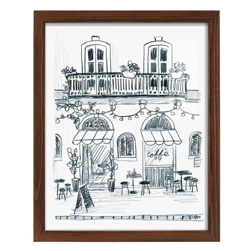 Italian Street Sketch II -Framed Print w/glass-Cherry Red