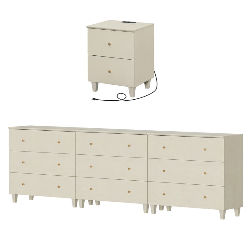 9-Drawer Dresser and Nightstand Set for Bedroom, 106.2" Wide