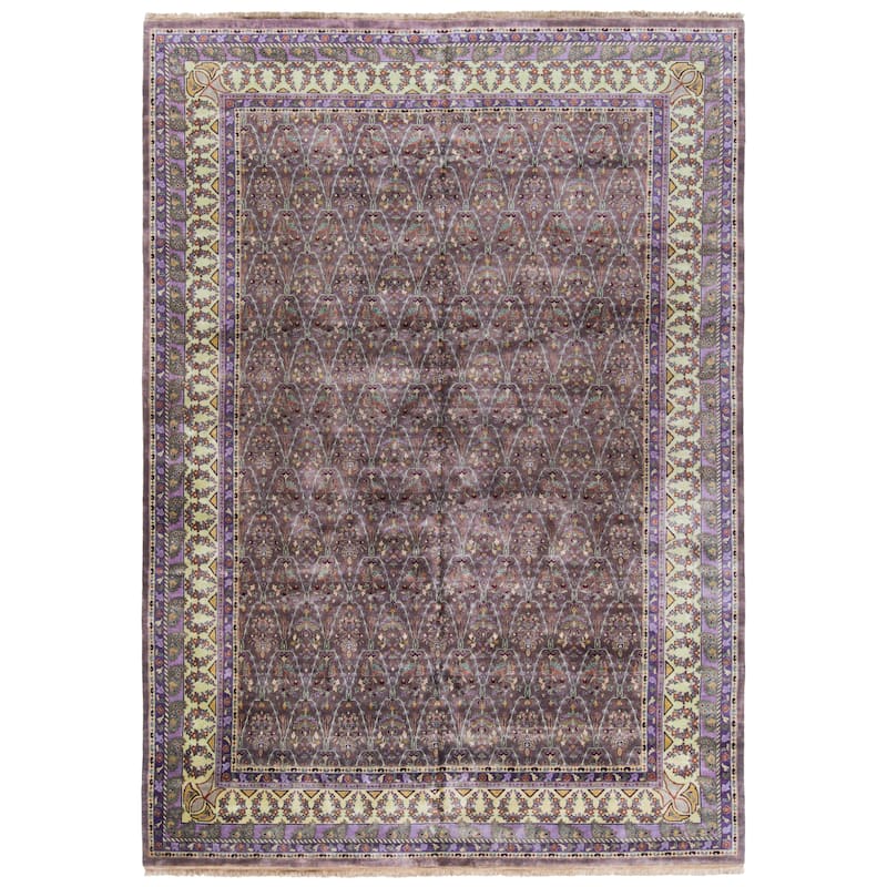 SAFAVIEH Couture Hand-knotted Ganges River Sebiye Traditional Oriental Wool - 9' x 12' - Lilac/Light Green - Rectangle