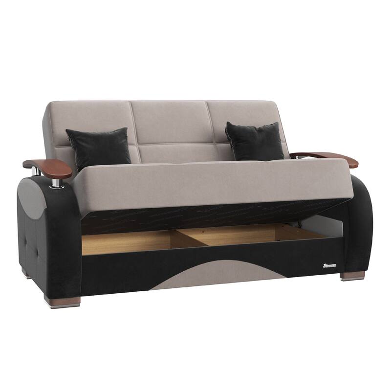 Collection Upholstered Convertible Loveseat With Storage