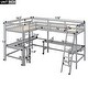 preview thumbnail 5 of 13, Style and Functional Design Wood Loft Bed with Solid Construction, 2 Built-in L-Shaped Desks, Twin Size, Grey