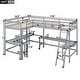 preview thumbnail 3 of 22, Wood Twin Size L-Shaped Loft Kids Bed Frame with Ladder, 2-Built-in Desks, No Box Spring Required, Easy to Assemble, Grey