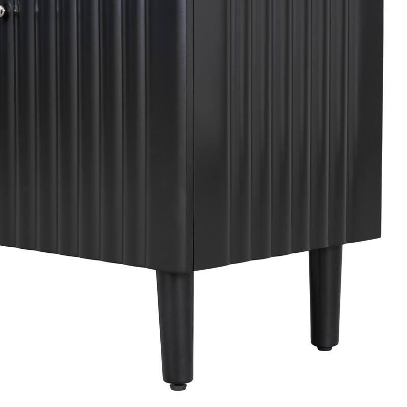 Modern Elegant 4-Door Buffet Cabinet Sideboard with Height Adjustable, for Study, Entryway and Living Room, Black