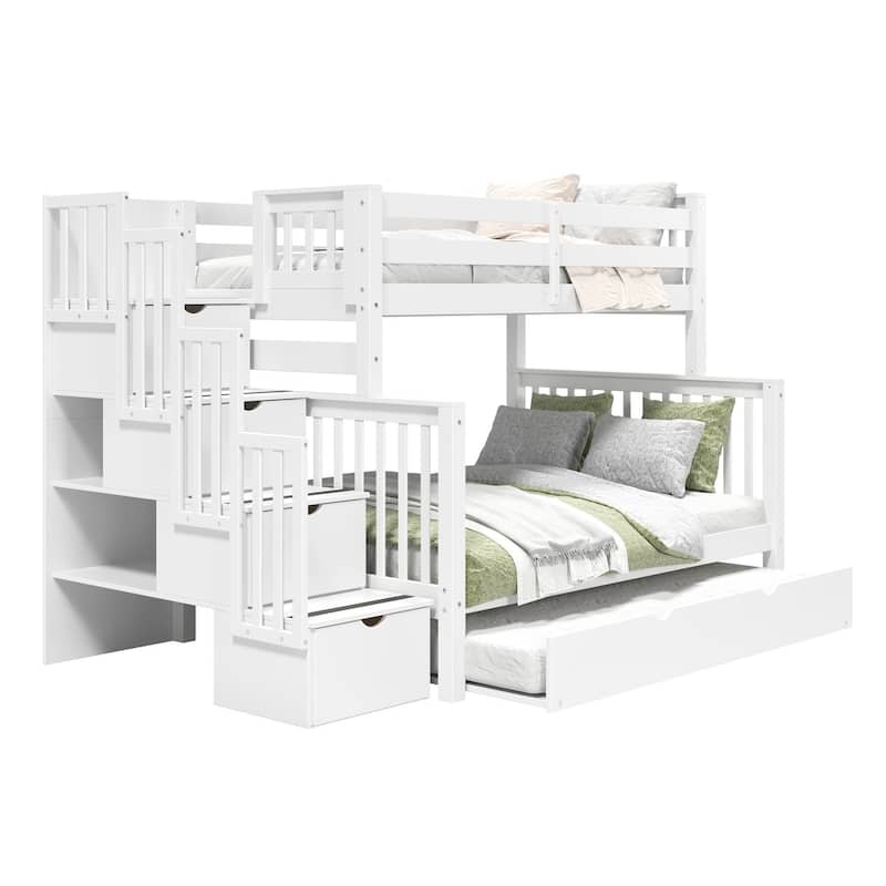 Taylor & Olive Trillium Twin over Full Stairway Bunk Bed, Twin Trundle