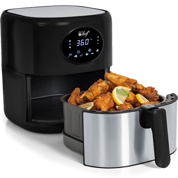 Temperature Control Timer BR 1200W LCD Electric Air Fryer W/ 8 Cooking Presets 