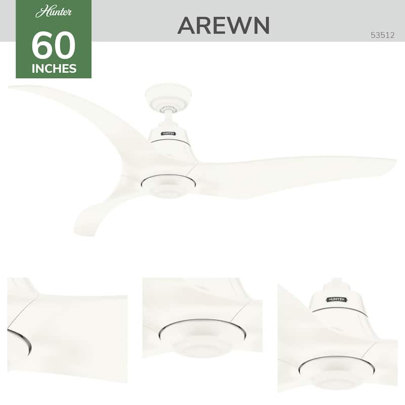 Hunter Arwen 60" ENERGY STAR Outdoor Ceiling Fan with LED Light and Handheld Remote - Damp Rated!