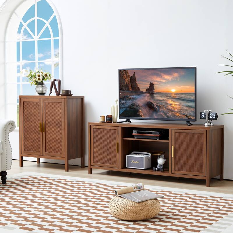 29in.W Wooden 2-Door Sideboard Buffet Cabinet With Storage