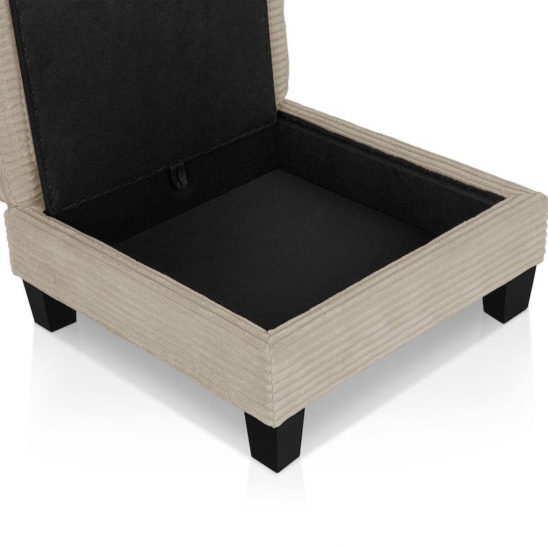 Furniture of America Xenia Modern Chenille Ottoman with Storage