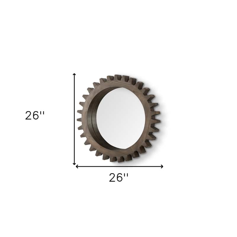 HomeRoots 26" Dark Brown Abstract Wood Framed Accent Mirror