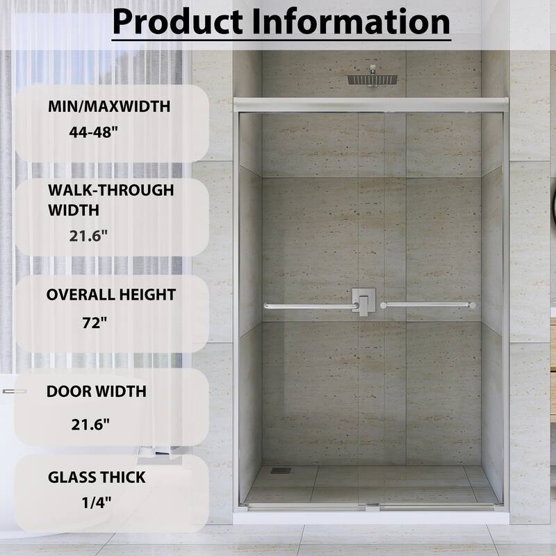 Double Sliding Framed Shower Door in Matte Black Finish