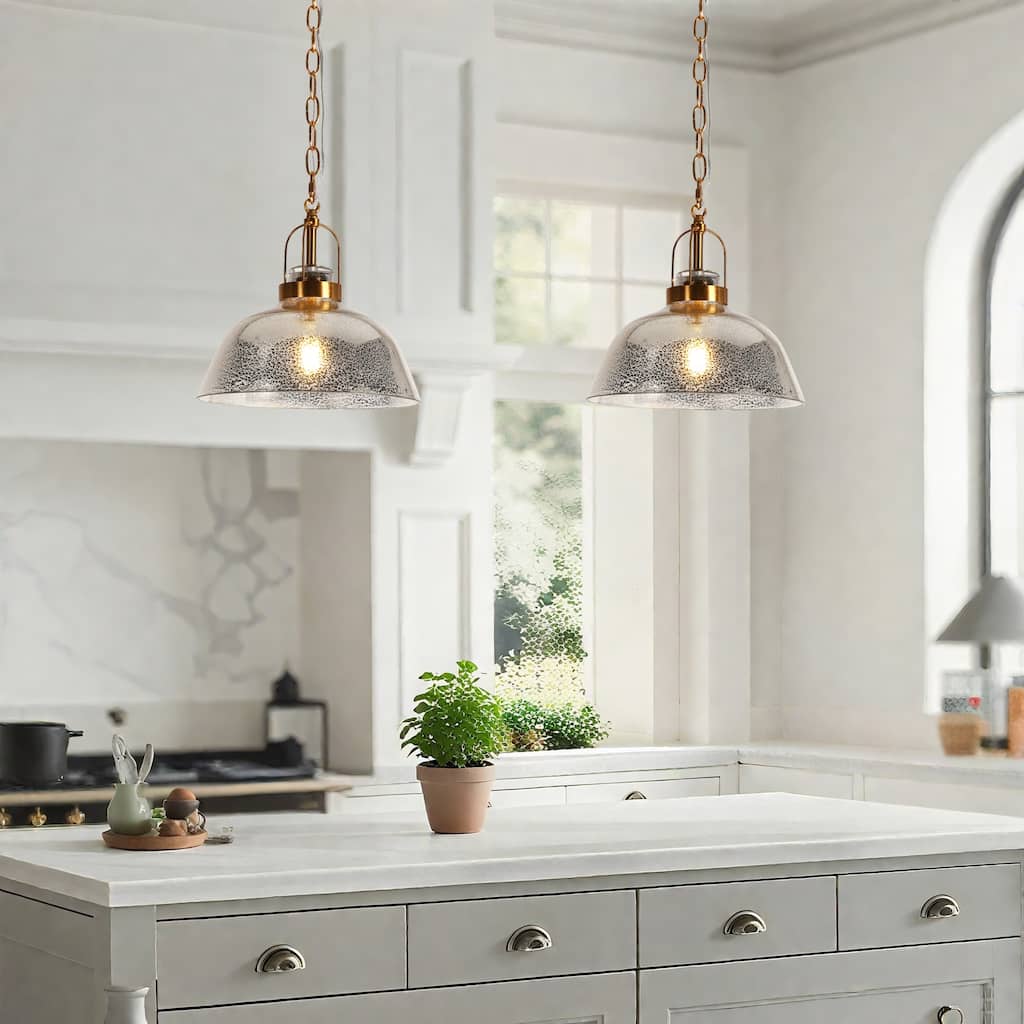 Swara Modern 1-Light Textured Glass Pendant Light for Kitchen Island Dining Room - D 11" x H 10.2"